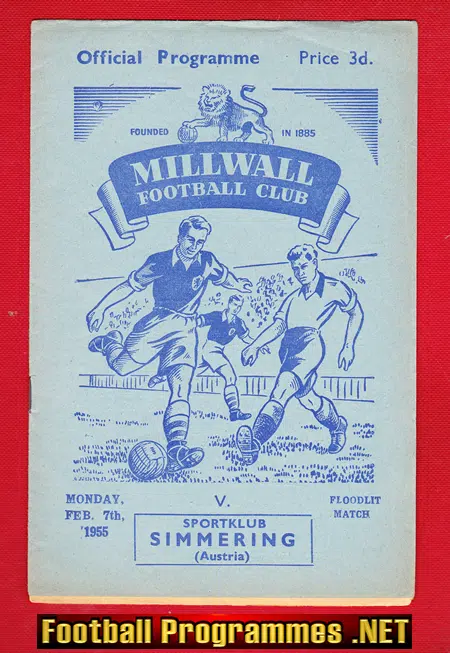 Millwall v Sportklub Simmering 1955 – Austria Football Team