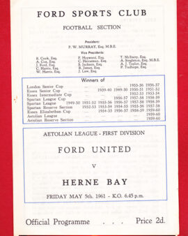 Ford United v Herne Bay 1961 – Aetolian League