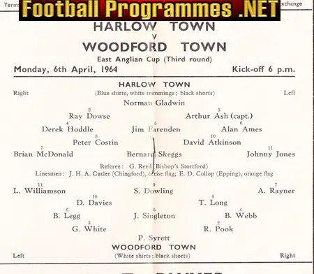 Harlow Town v Woodford Town 1964 - East Anglia Cup