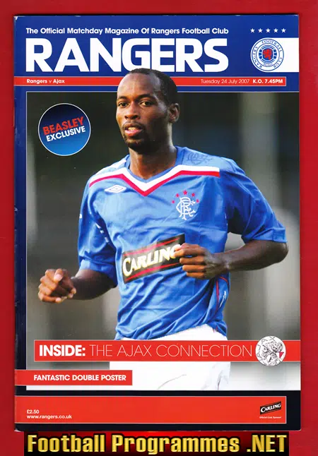 Glasgow Rangers v Ajax 2007 – Plus Team Sheet