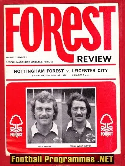 Nottingham Forest v Leicester City 1974 – Pre Season Friendly