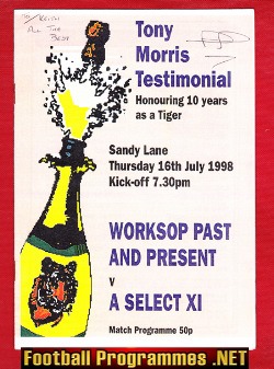Tony Morris Testimonial Benefit Match Worksop Town 1998 – Signed