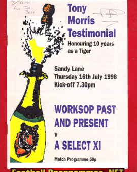 Tony Morris Testimonial Benefit Match Worksop Town 1998 – Signed