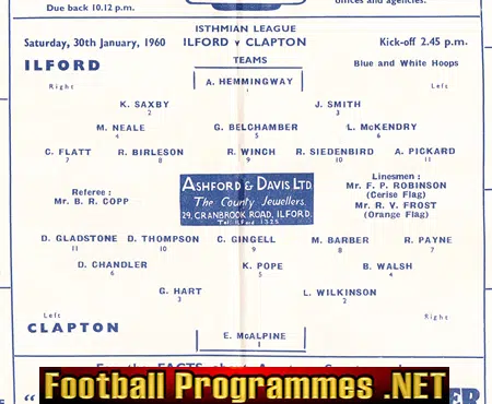 Ilford v Clapton 1960