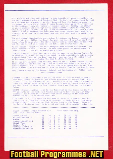 Leytonstone v Enfield 1982 - Friendly Match