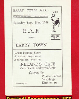 Barry Town v Royal Air Force RAF 1948 – 1940s Official Programme