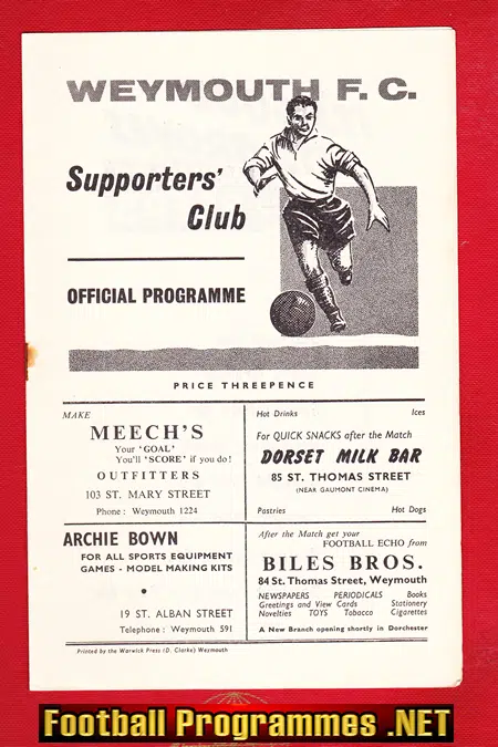 Weymouth v Poole Town 1959