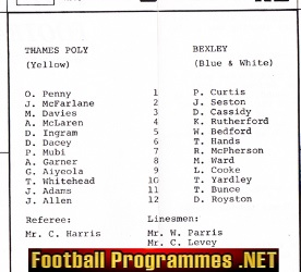 London Spartan League v Bexley 1979 – Thames Polytechnic FC