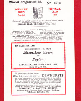 Hounslow Town v Leyton 1959
