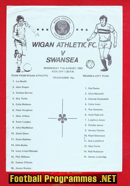 Wigan Athletic v Swansea 1982 – Single Sheet Programme