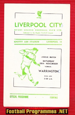 Liverpool City Rugby v Warrington 1964 – Knotty Ash Stadium