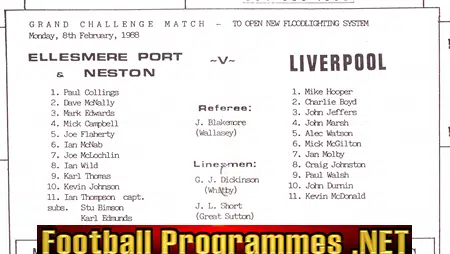 Ellesmere Port Neston v Liverpool 1988 - New Floodlights
