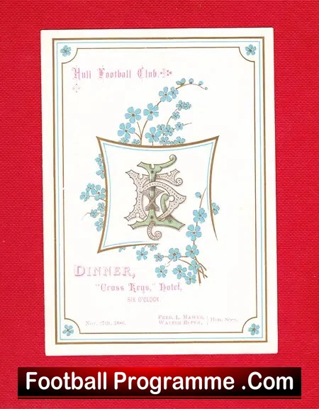 A Hull Rugby Club Dinner Menu Cross Keys Hotel 1886 – Antique