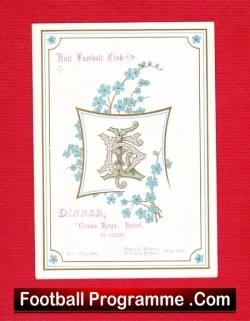 A Hull Rugby Club Dinner Menu Cross Keys Hotel 1886 – Antique
