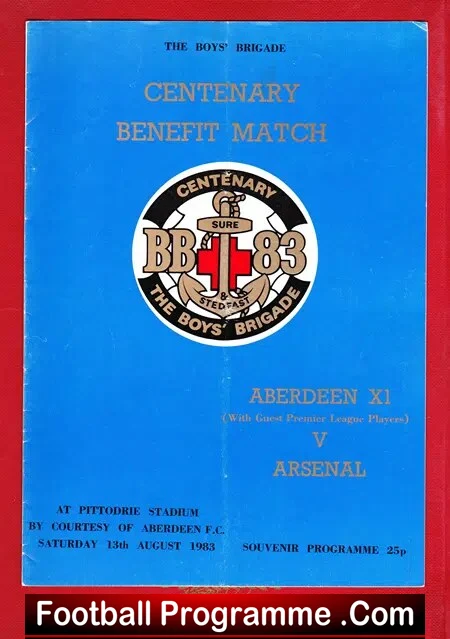 Aberdeen v Arsenal 1983 – Centenary Benefit Match – SIGNED
