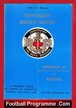 Aberdeen v Arsenal 1983 – Centenary Benefit Match – SIGNED