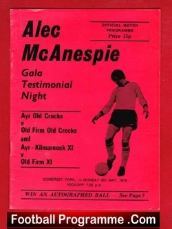 Alec McAnespie Testimonial Benefit Match Ayr United 1978