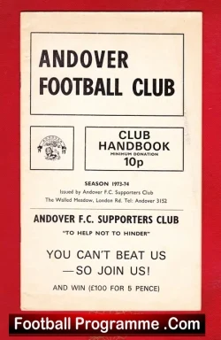 Andover Football Club Official Handbook 1973 – 1974