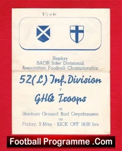 Army 52nd Light Infantry Division v GHQ Troops 1946 - Germany - football programme