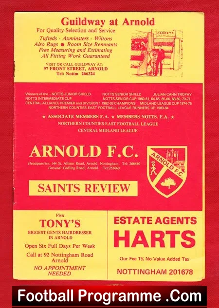 Arnold Town v Eastwood Town 1984 – Notts Senior Cup QF