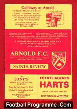 Arnold Town v Eastwood Town 1984 - Notts Senior Cup QF - football programme