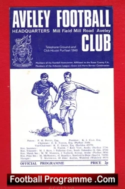 Aveley v Maidenhead United 1973 - football programme