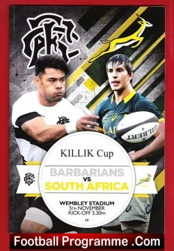 Barbarians v South Africa 2016 - Wembley Killik Cup - rugby programme