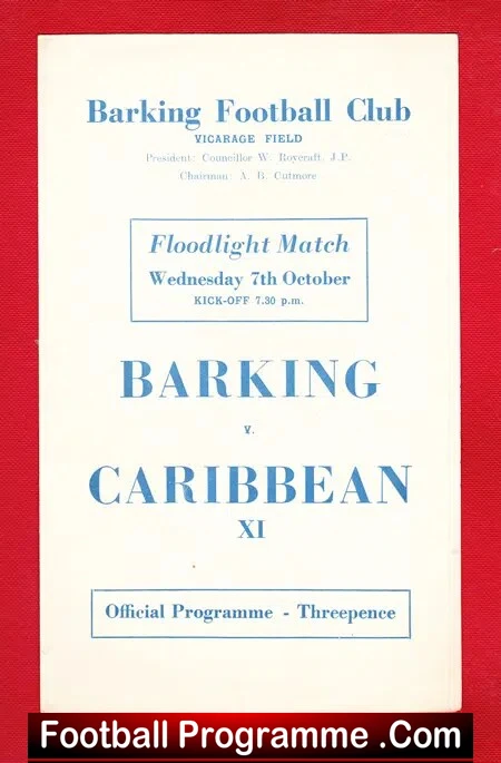 Barking v Caribbean XI 1958 – Friendly Football Game
