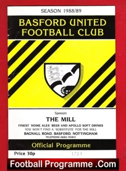 Basford United v Rolls Royce Welfare 1988 - football programme