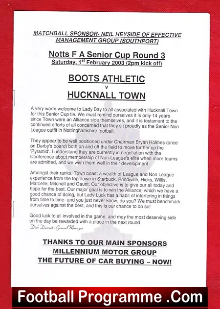 Boots Athletic v Hucknall Town 2003