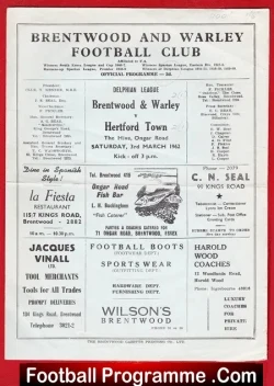 Brentwood Warley v Hertford Town 1962