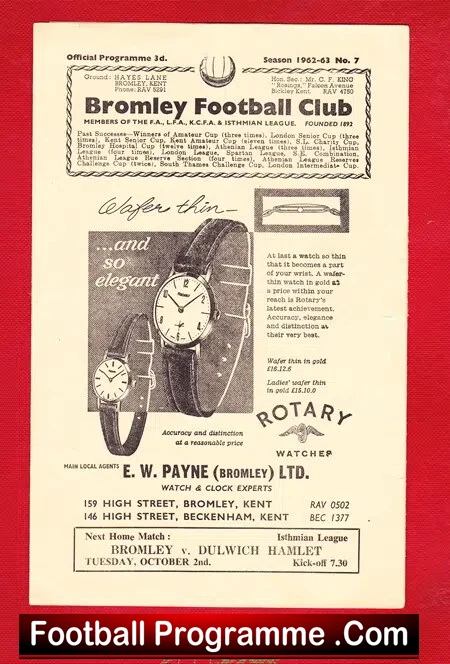 Bromley v Clapton 1962
