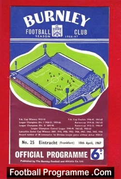 Burnley v Eintracht Frankfurt 1967 - football programme