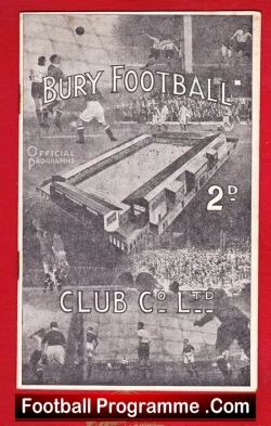 Bury v Chesterfield 1946 - 1940's Football Programmes - football programme