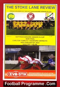 Carlton Town v Basford United 2014 - Nottinghamshire Senior Cup - football programme