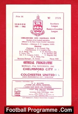 Chelmsford City v Colchester United 1961 – Essex Semi Final