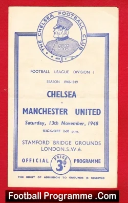 Chelsea v Manchester United 1948 - Plus newspaper article - football memorabilia