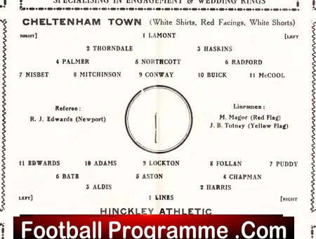 Cheltenham Town v Hinckley 1962