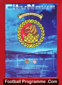 Chester City v Liverpool 2002 - Deva Stadium - football programme