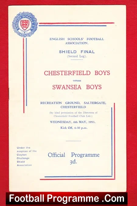 Chesterfield Boys v Swansea Boys 1953 – Schools Shield Cup Final