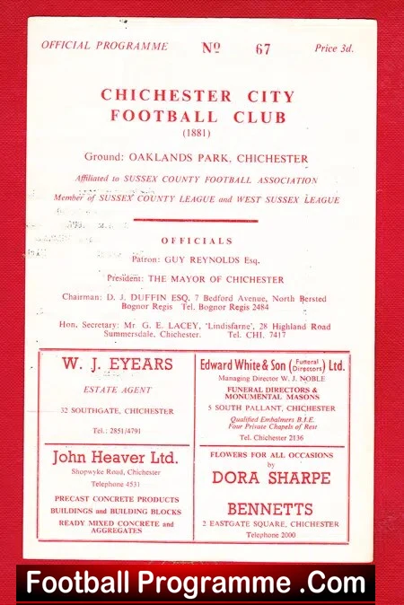 Chichester City v Rye United 1964