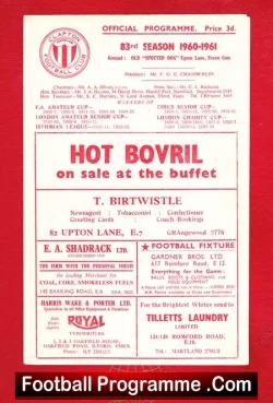 Clapton v Walthamstow Avenue 1960 - football programme