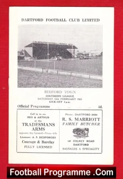 Dartford v Bedford Town 1965 - football programme