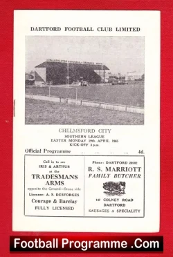Dartford v Chelmsford City 1965 - football programme