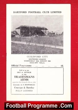 Dartford v Guildford City 1965 - football programme