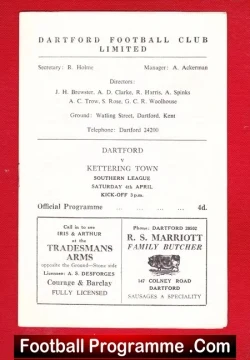 Dartford v Kettering Town 1964 - football programme