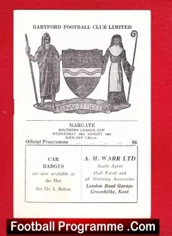 Dartford v Margate 1968 - football programme