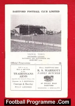Dartford v Yeovil Town 1964 - football programme