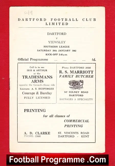 Dartford v Yiewsley 1962
