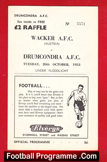 Drumcondra v Wacker 1953 – Ireland – Austria Football Team